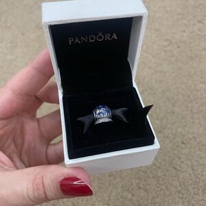 Pandora Royal Blue and Silver Christmas snow globe Charm